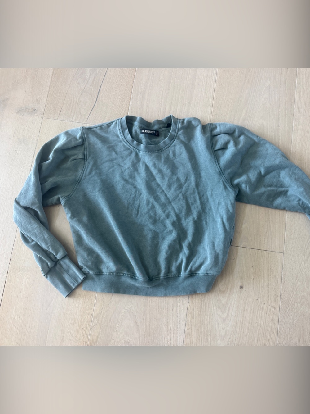 Blank NYC Puff Sleeve Crewneck Sweatshirt - Sage Green